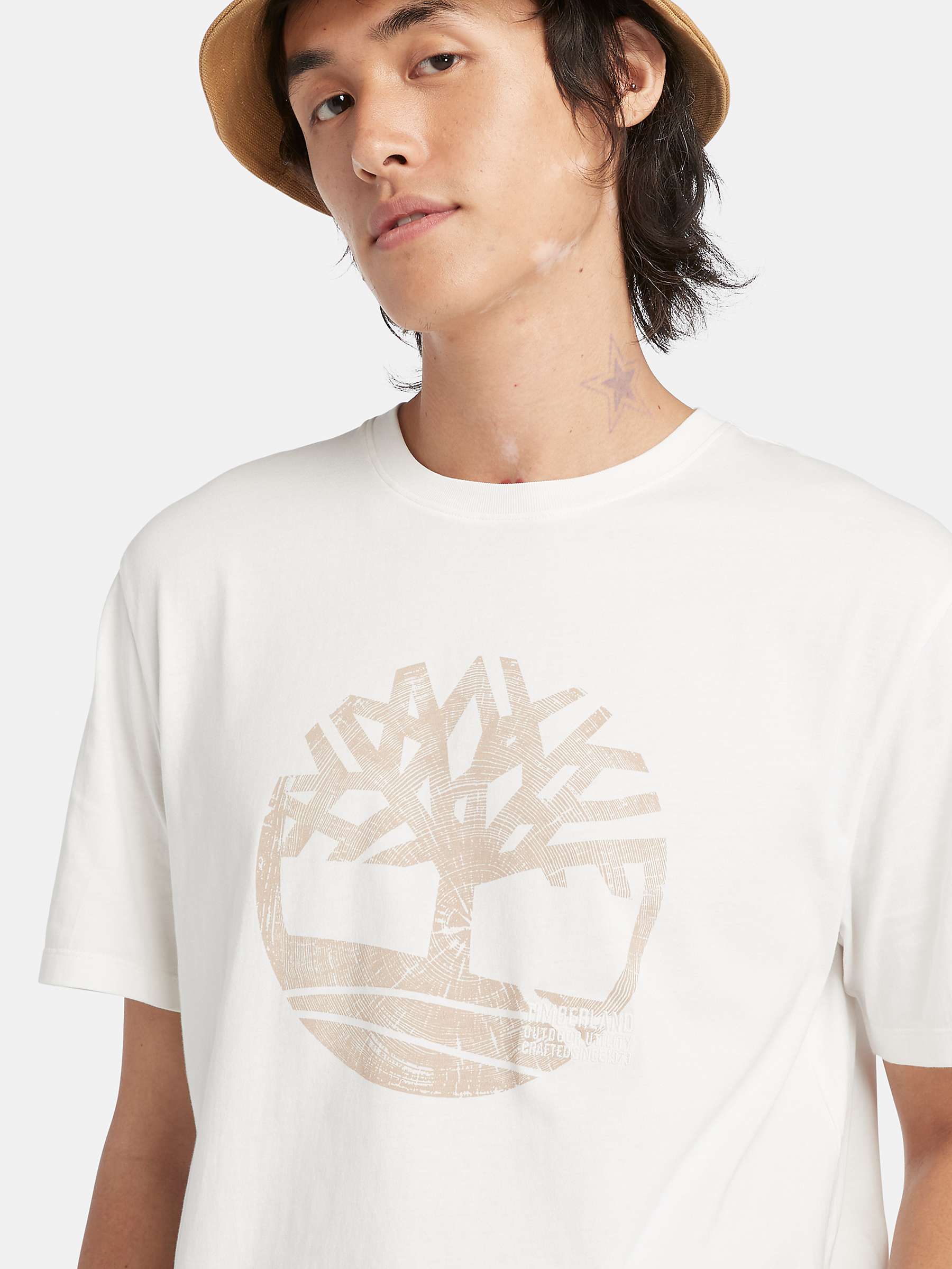 Buy Timberland Dye Logo Organic Cotton T-Shirt, White Online at johnlewis.com