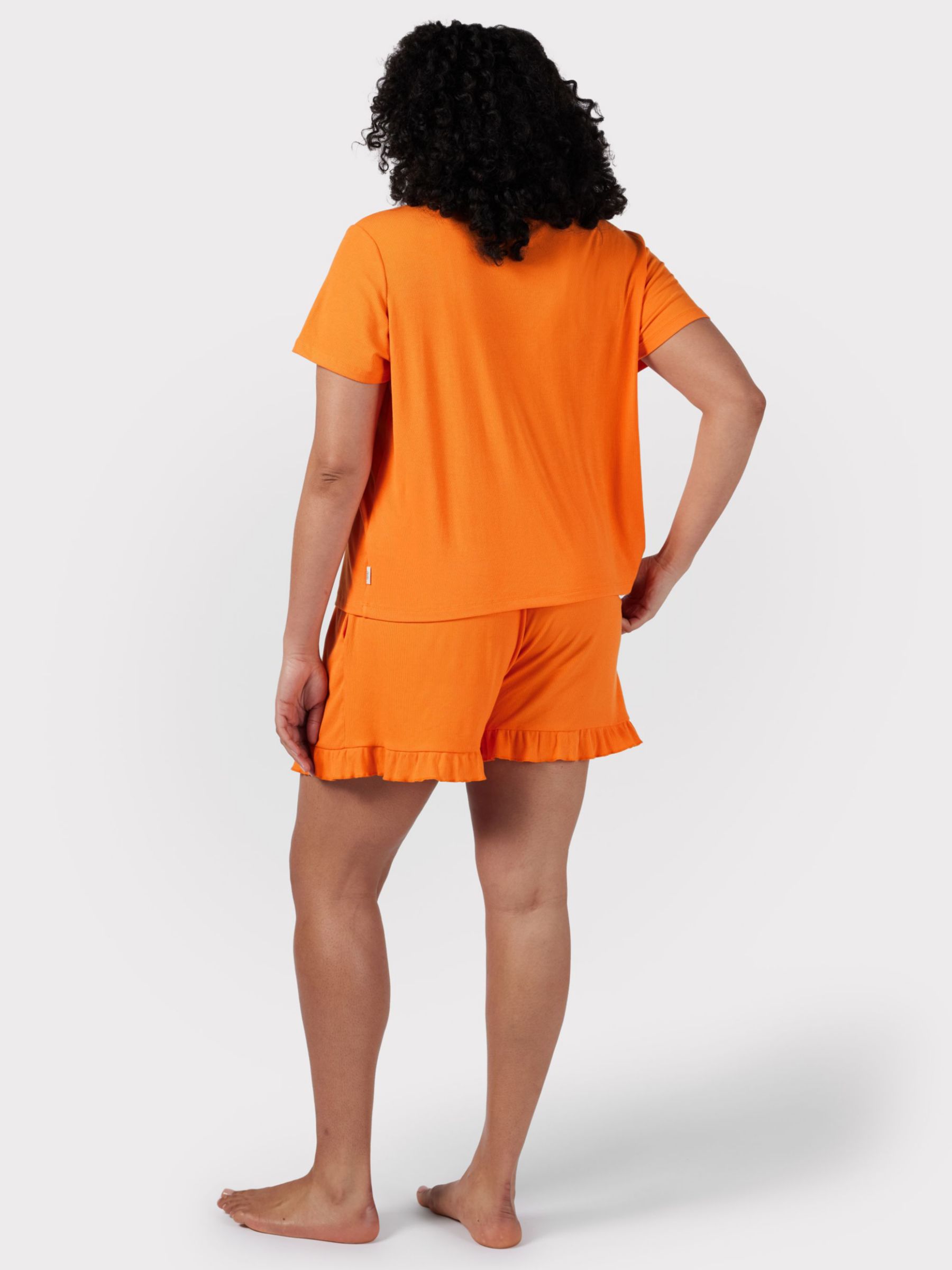 Chelsea Peers Curve Ribbed Short Pyjamas, Orange, 18