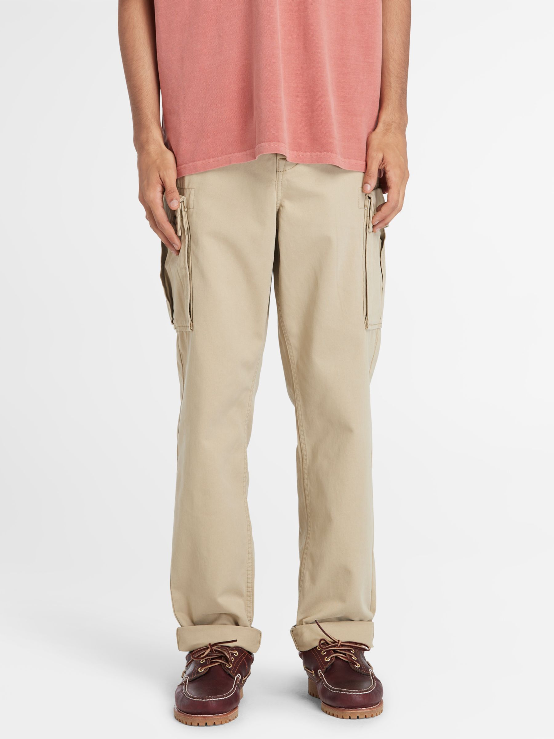 Buy Timberland Twill Relaxed Tapered Cargo Trousers, Lemon Pepper Online at johnlewis.com