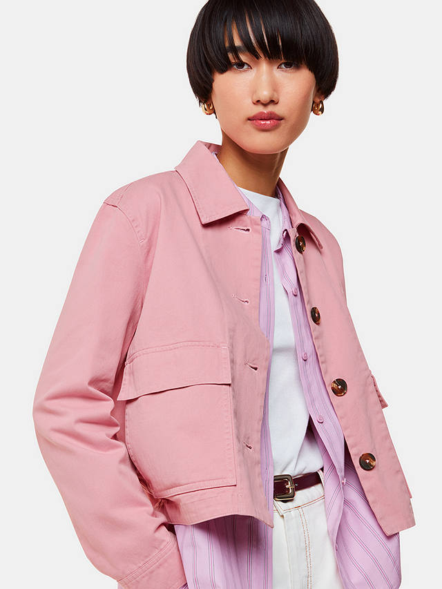 Whistles Marie Cotton Jacket, Dusty Pink