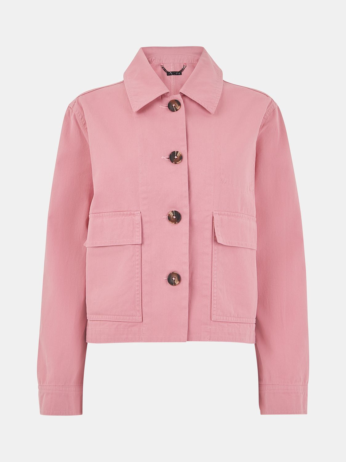 Whistles Marie Short Cotton Jacket, Dusty Pink, 6