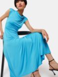 Whistles Iris Asymmetric Jersey Midi Dress, Turquoise, Turquoise