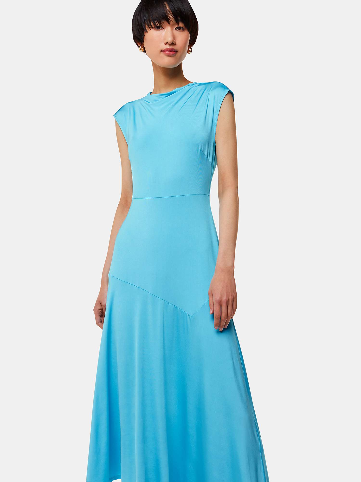 Buy Whistles Iris Asymmetric Jersey Midi Dress, Turquoise Online at johnlewis.com