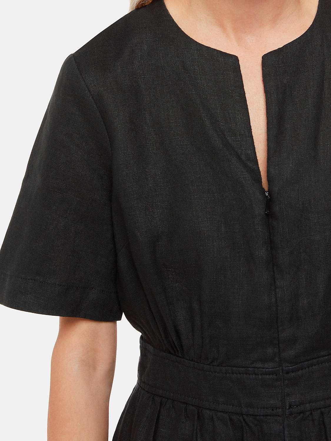 Buy Whistles Petite Cosima Linen Jumpsuit, Black Online at johnlewis.com