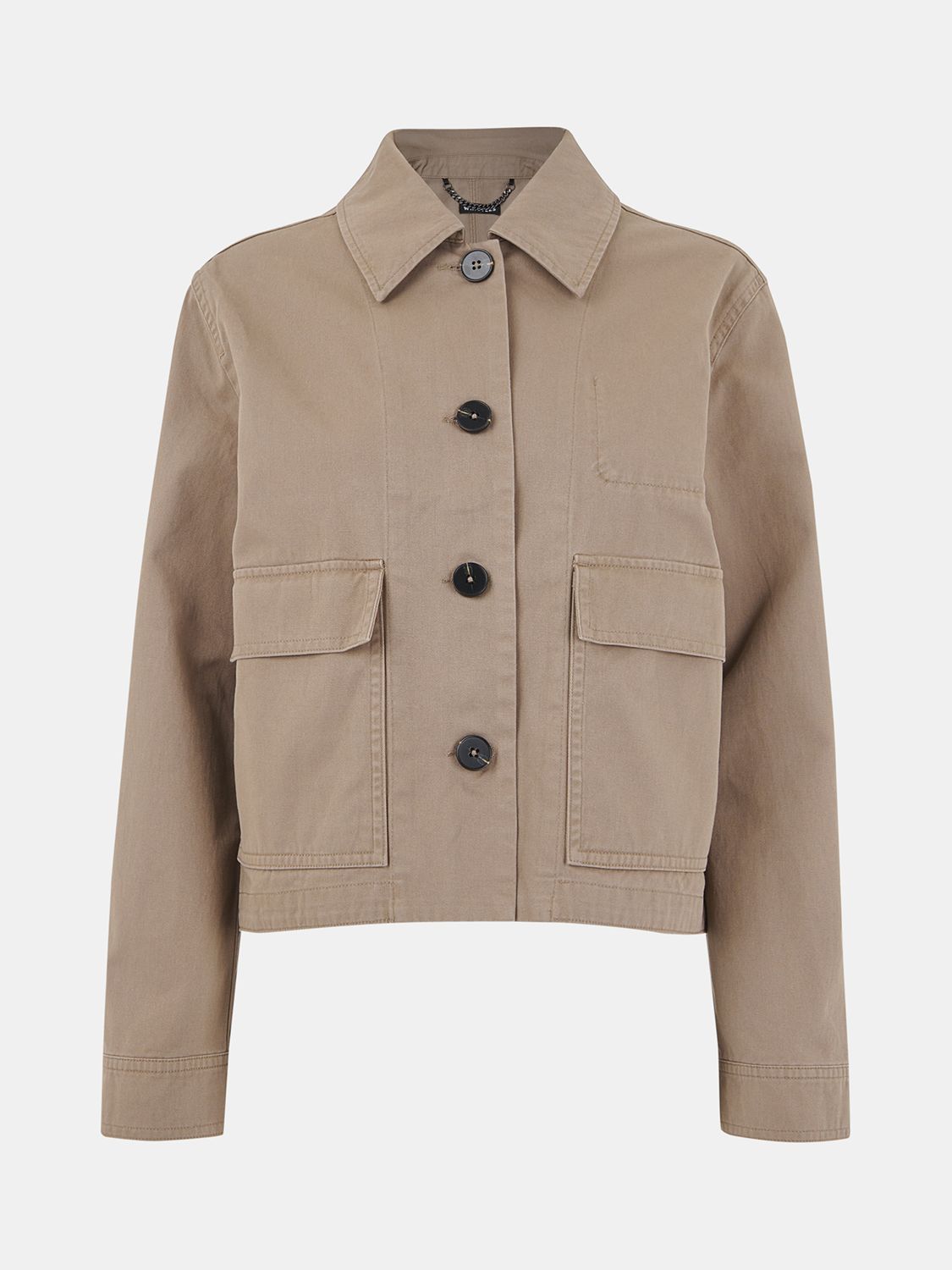 Whistles Marie Short Cotton Jacket, Taupe