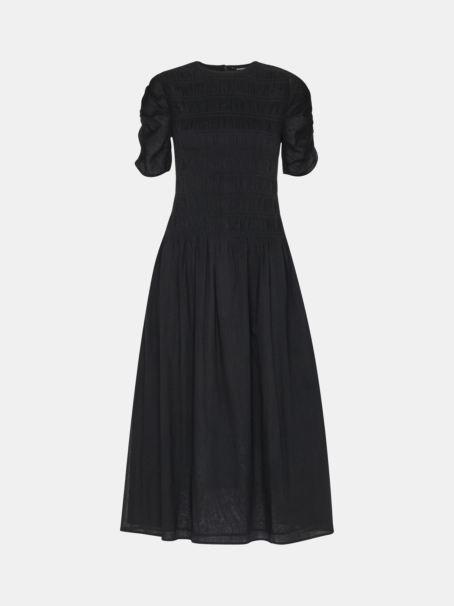 Buy Whistles Petite Avery Smocked Midi Dress, Black Online at johnlewis.com
