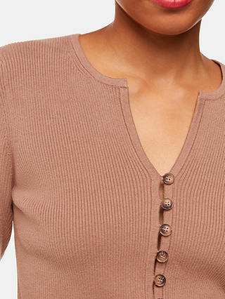 Whistles Ribbed Slim Fit Cardigan, Neutral