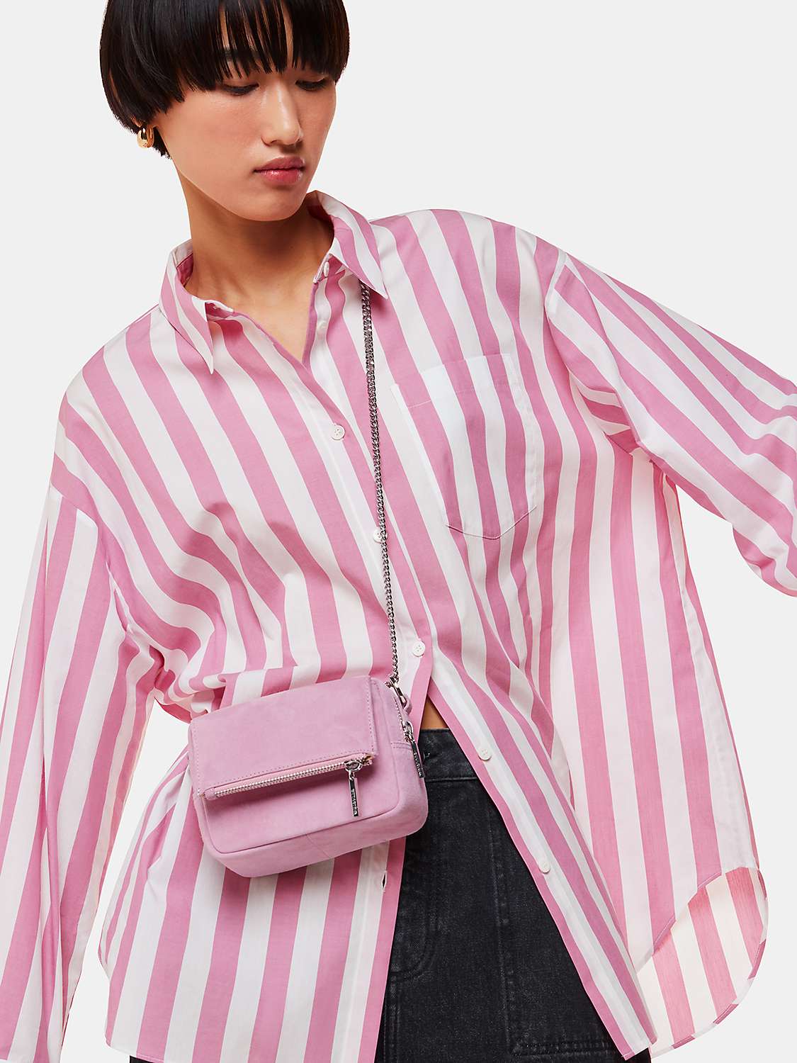 Buy Whistles Oversized Striped Cotton Shirt, Pink/White Online at johnlewis.com