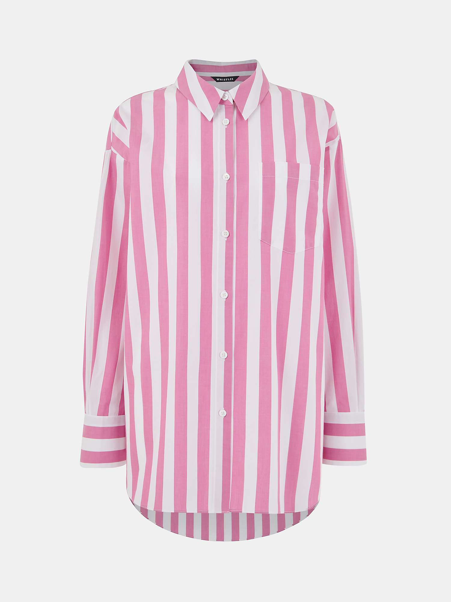 Buy Whistles Oversized Striped Cotton Shirt, Pink/White Online at johnlewis.com