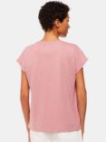 Whistles Willa Organic Cotton V-Neck Cap Sleeve T-Shirt, Dusty Pink