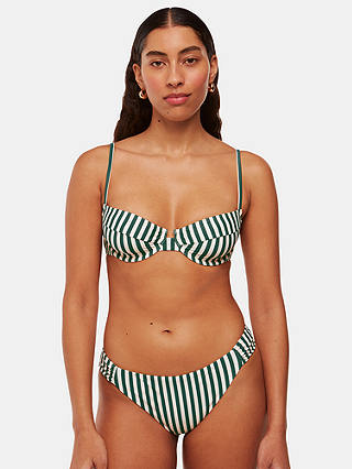 Whistles Striped Bikini Top, Green/White