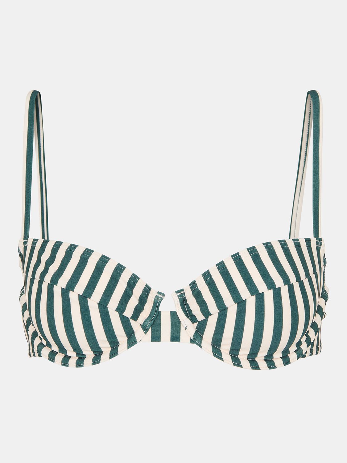 Whistles Striped Bikini Top, Green/White, 6