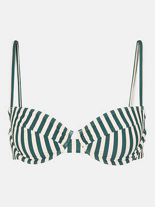 Whistles Striped Bikini Top, Green/White