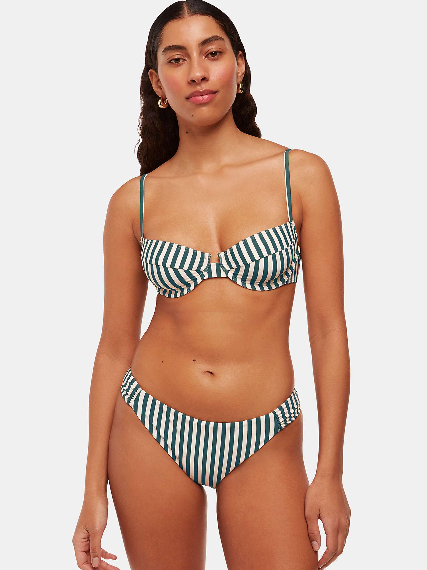 Buy Whistles Striped Bikini Bottoms, Green/White Online at johnlewis.com