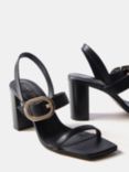 Mint Velvet Leather Block Heel Slingback Sandals, Black