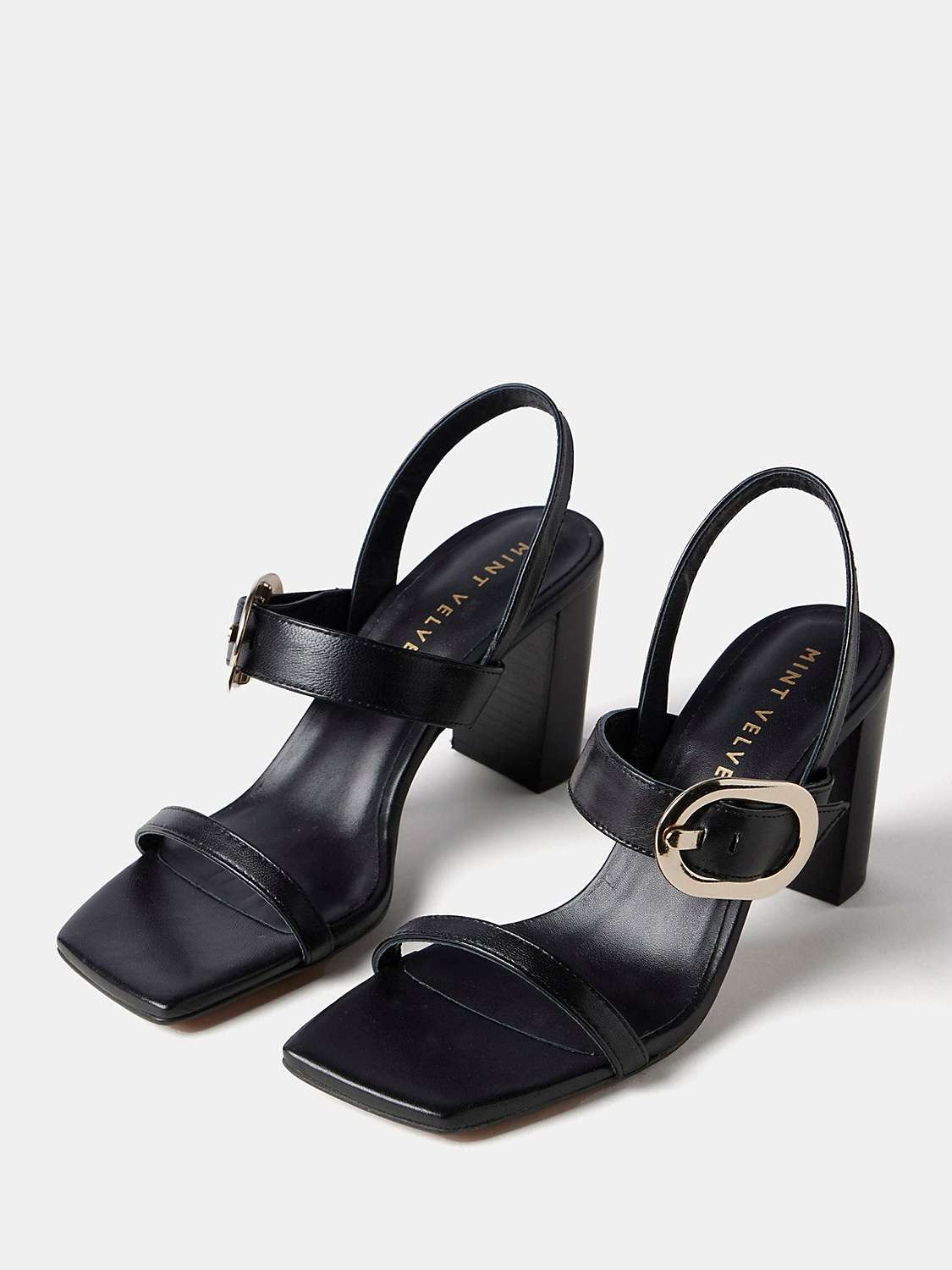 Buy Mint Velvet Leather Block Heel Slingback Sandals, Black Online at johnlewis.com