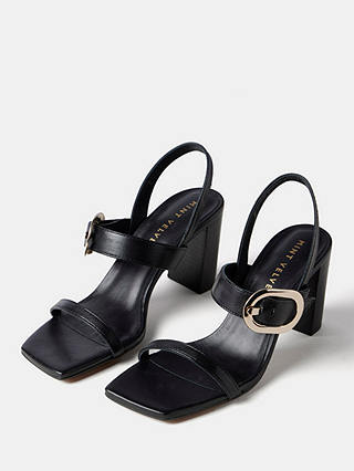 Mint Velvet Leather Block Heel Slingback Sandals, Black
