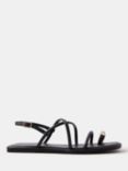 Mint Velvet Leather Strappy Flat Sandals, Black