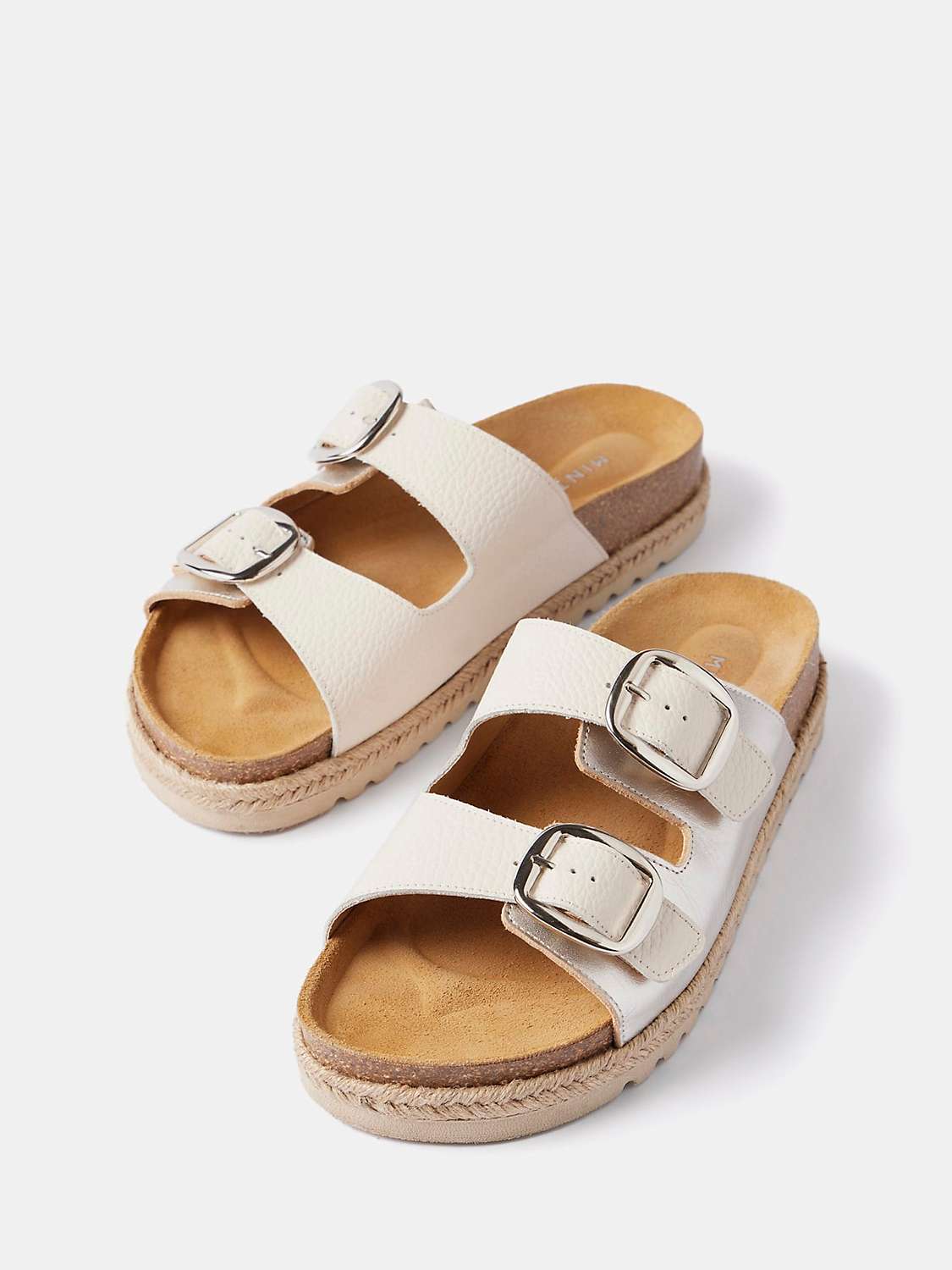Buy Mint Velvet Strap Leather Sliders Sandals, Natural Cream Online at johnlewis.com