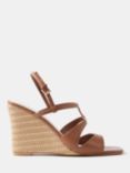 Mint Velvet Raffia Wedge Heel Sandals, Tan, Brown Multi Brown