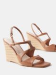 Mint Velvet Raffia Wedge Heel Sandals, Tan, Brown Multi Brown