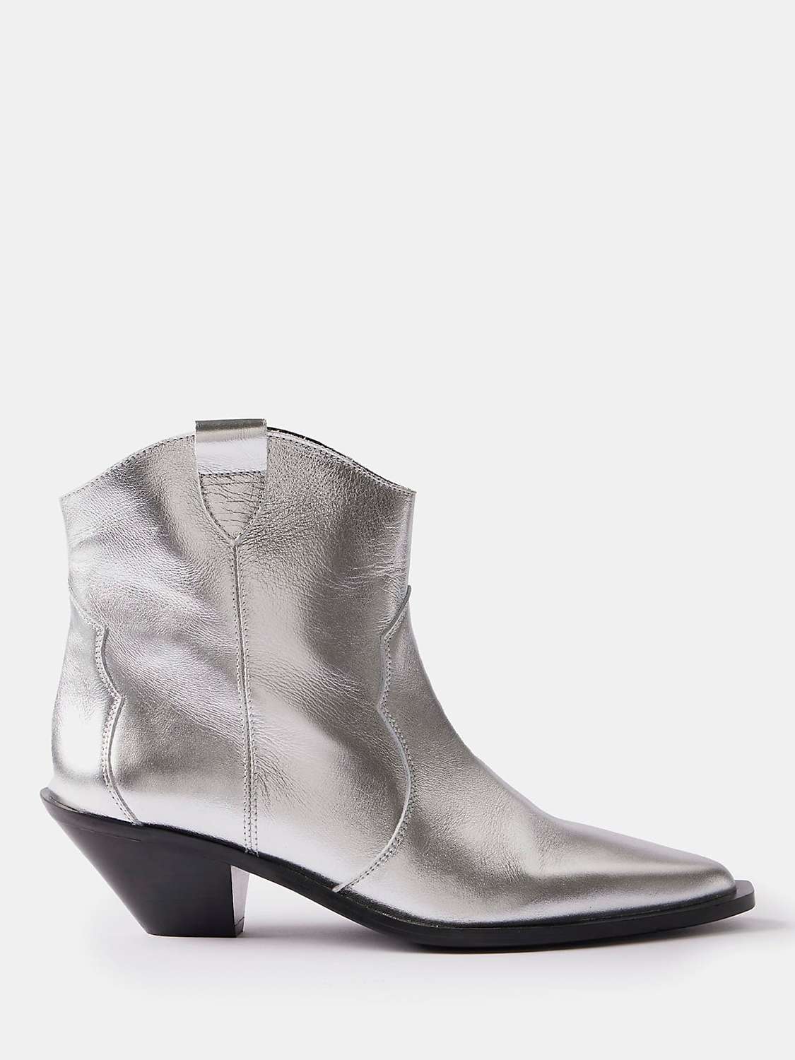 Buy Mint Velvet Leather Cowboy Boots, Silver Online at johnlewis.com