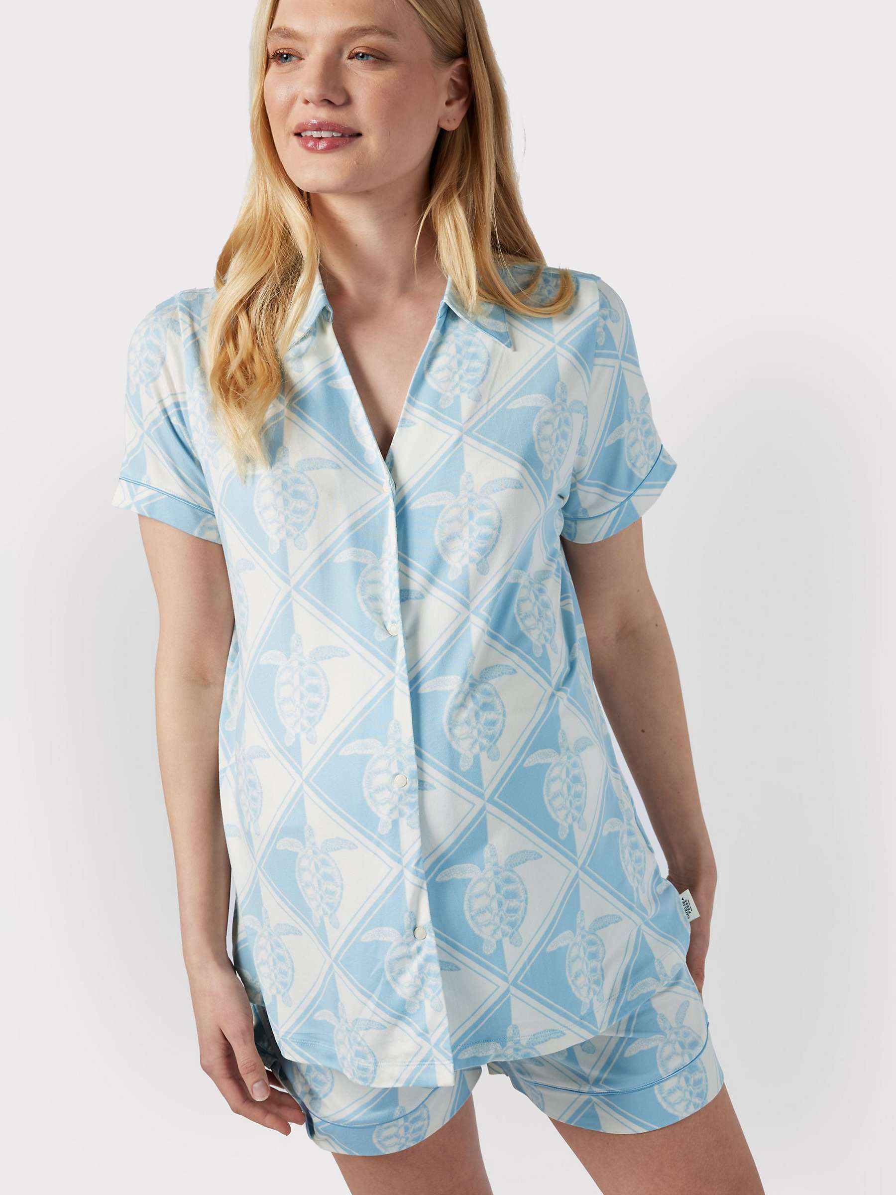 Buy Chelsea Peers Maternity Tiled Turtle Print Short Pyjamas, Off White/Blue Online at johnlewis.com