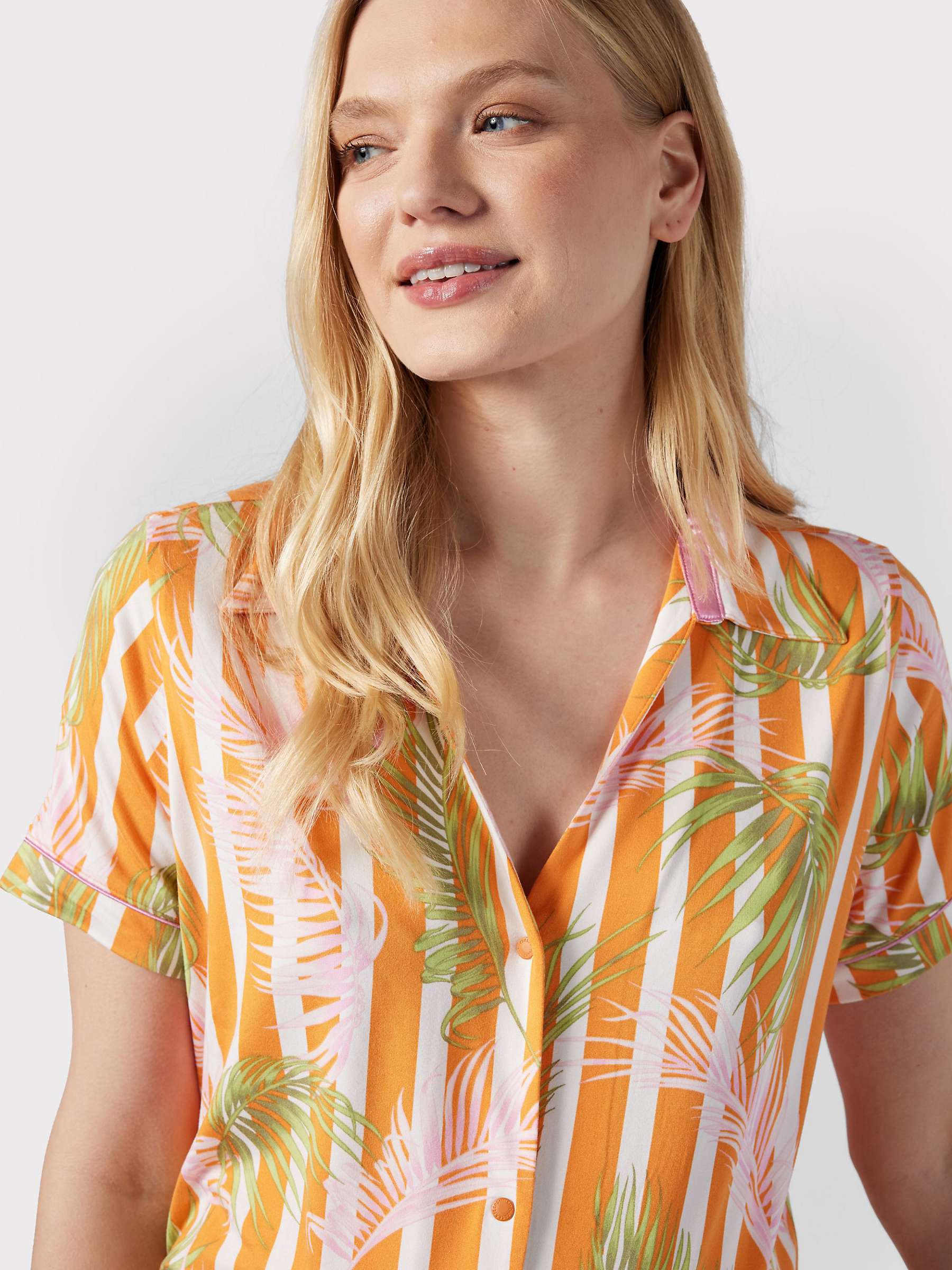 Buy Chelsea Peers Maternity Palm Stripe Short Pyjamas, Orange/Multi Online at johnlewis.com