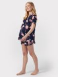 Chelsea Peers Maternity Flamingo Print Short Pyjama Set, Navy/Multi