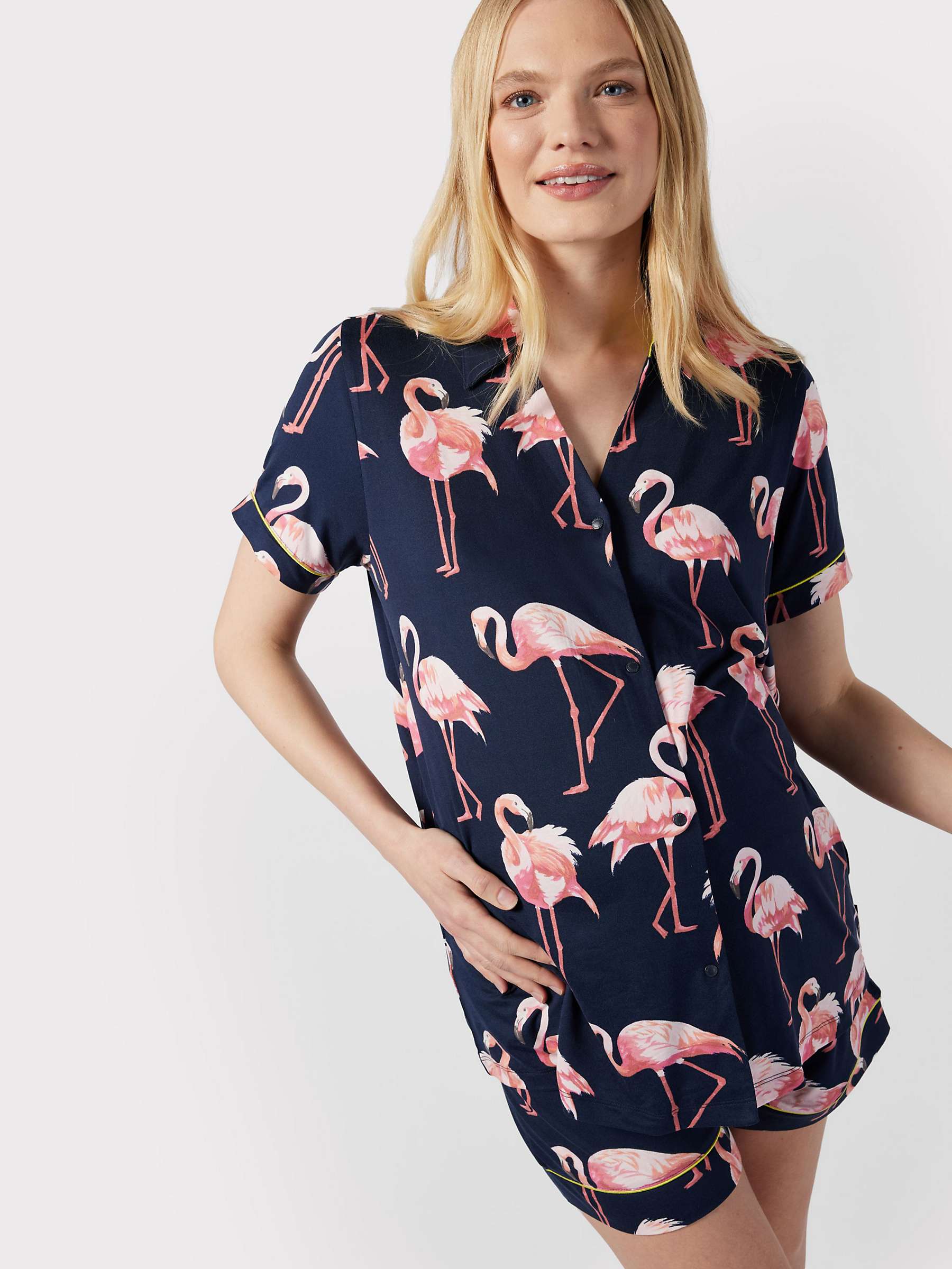 Buy Chelsea Peers Maternity Flamingo Print Short Pyjama Set, Navy/Multi Online at johnlewis.com