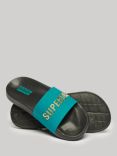 Superdry Code Core Pool Sliders, Aquamarine Blue/Multi