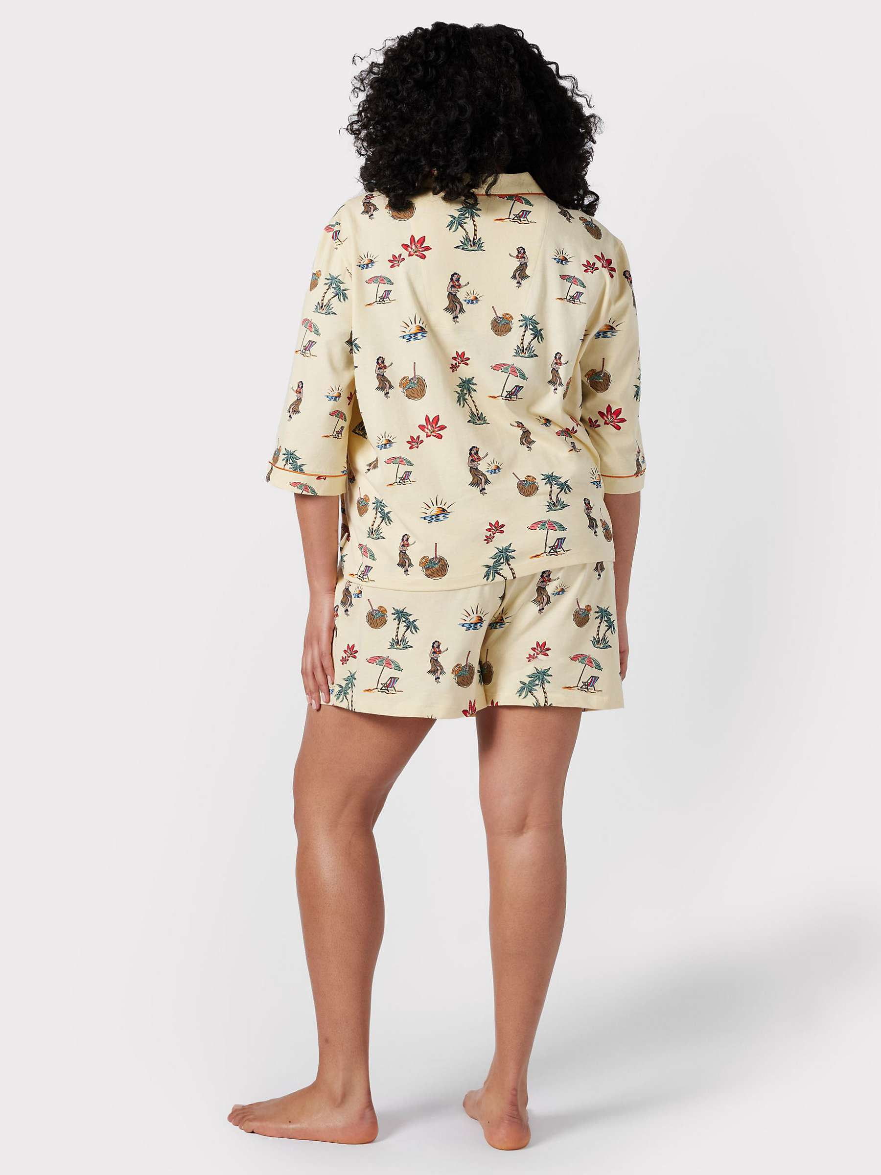 Buy Chelsea Peers Curve Organic Cotton Hawaii Print Short Pyjamas, Yellow/Multi Online at johnlewis.com