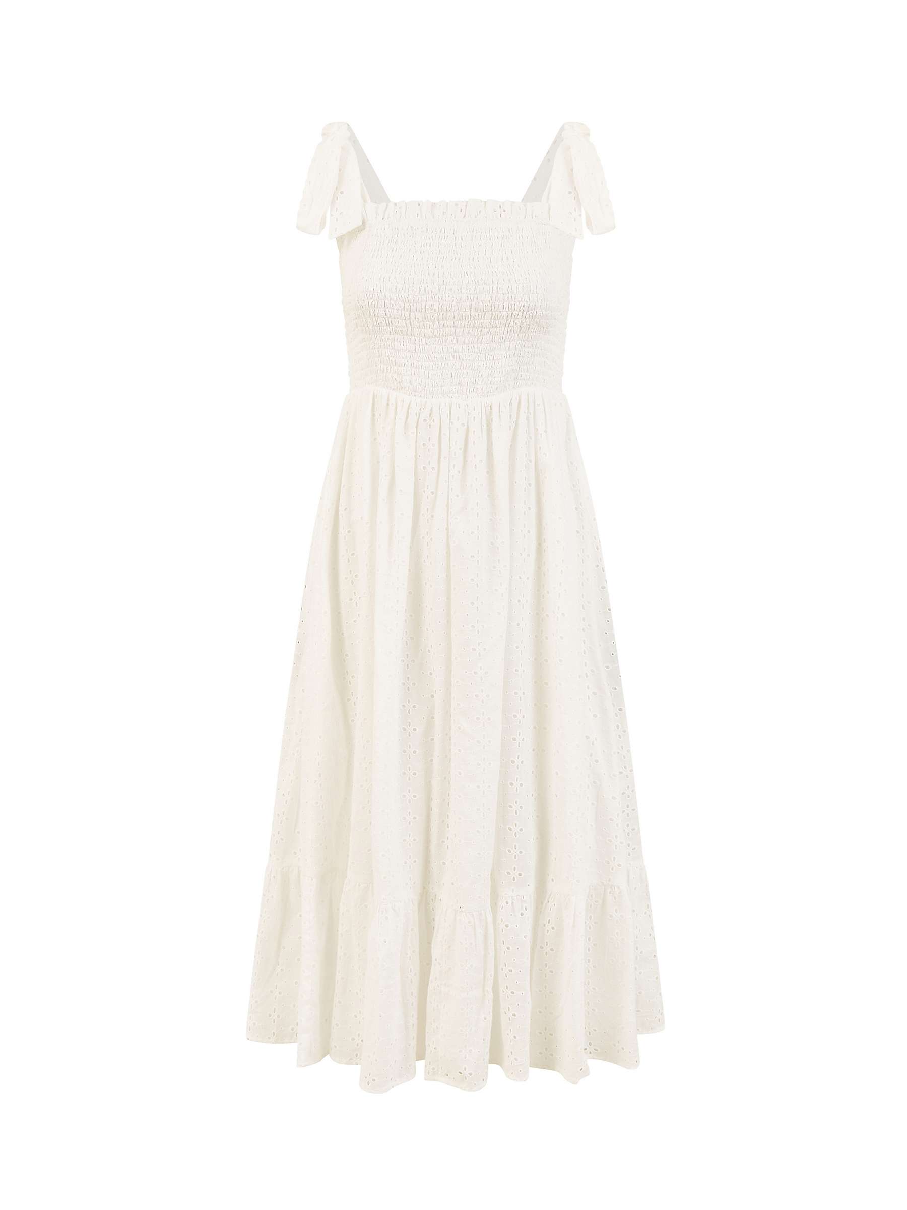 Buy Yumi Mela London Broderie Anglaise Ruched Midi Sundress, White Online at johnlewis.com