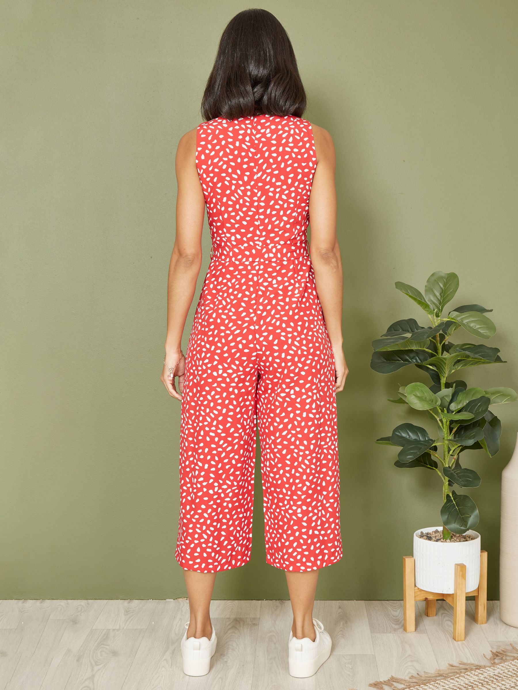 Mela London Dash Print Culotte Jumpsuit, Red, 6