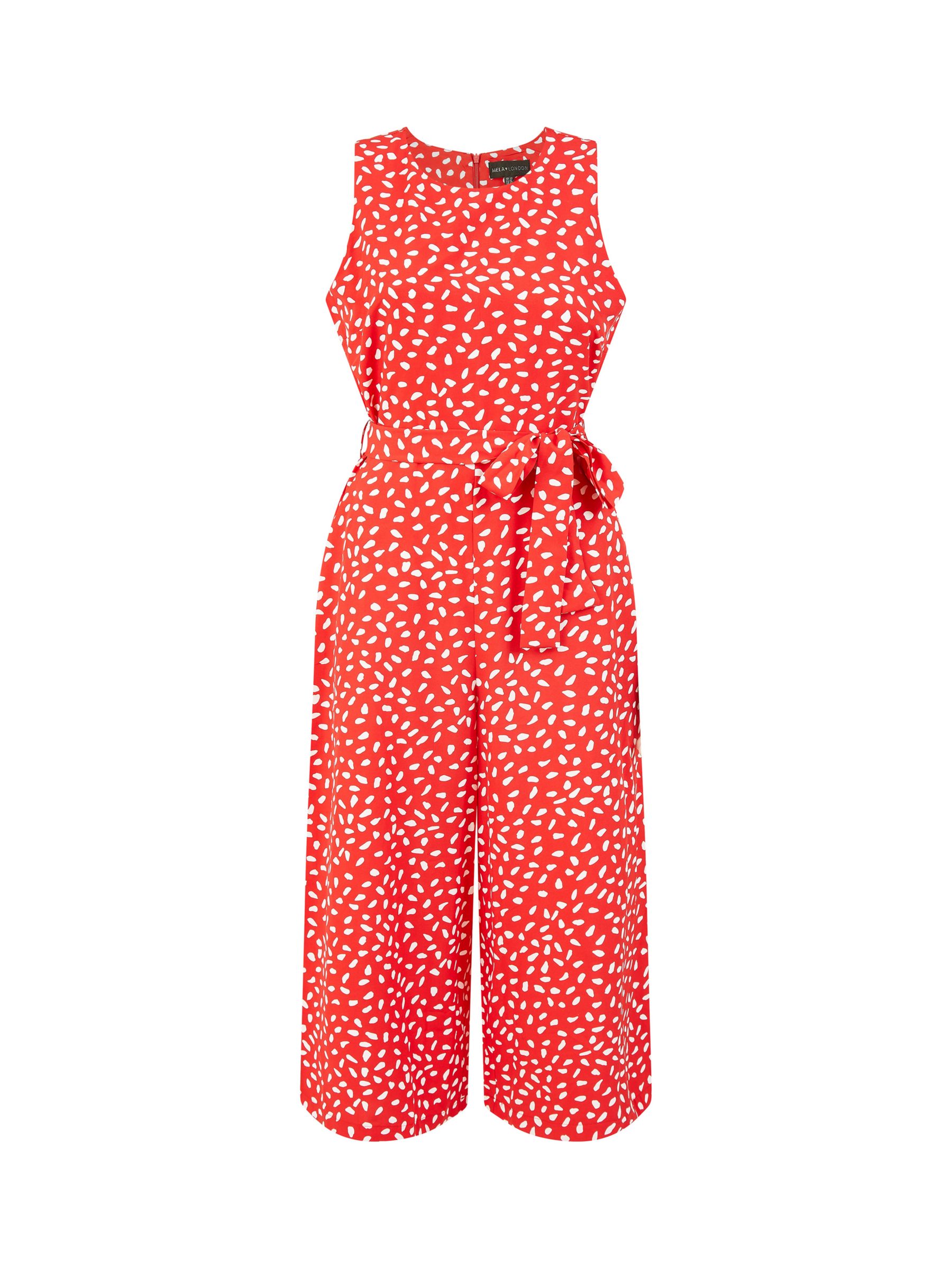 Mela London Dash Print Culotte Jumpsuit, Red, 6