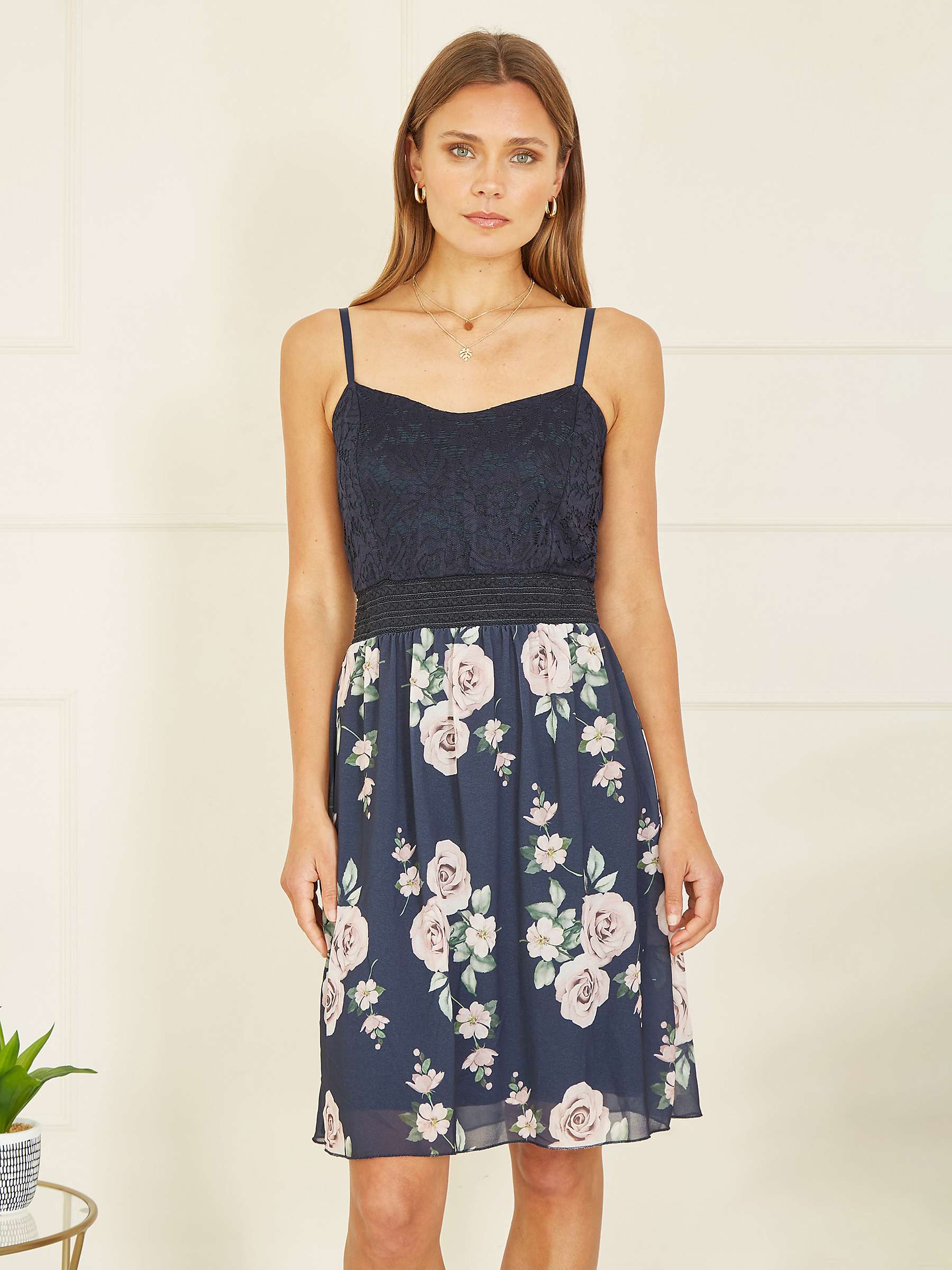 Buy Mela London Lace Bodice Strappy Dress, Navy/Multi Online at johnlewis.com