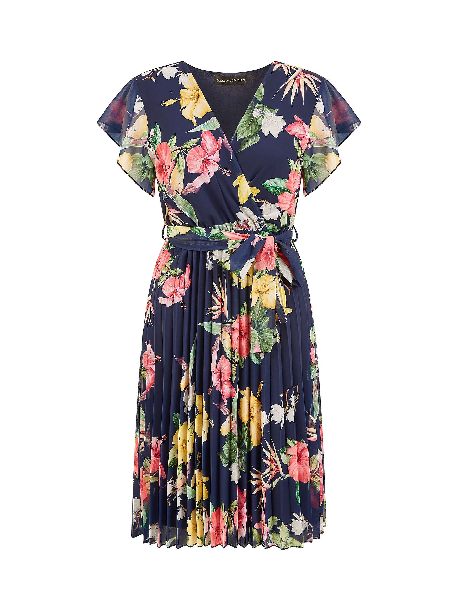 Buy Mela London Floral Pleated Wrap Dress, Navy Online at johnlewis.com