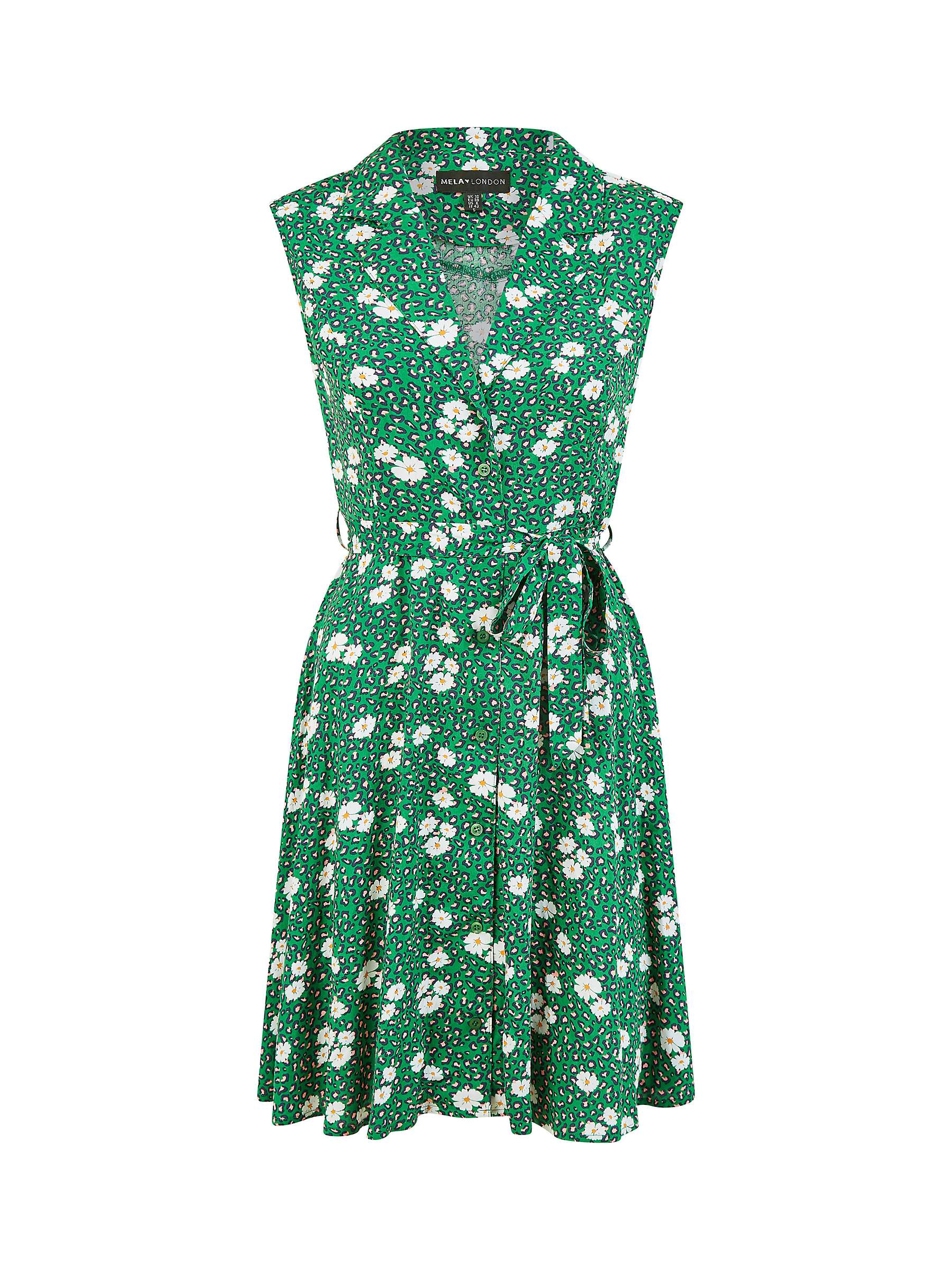 Buy Mela London Leopard And Daisy Print Shirt Dress, Green Online at johnlewis.com