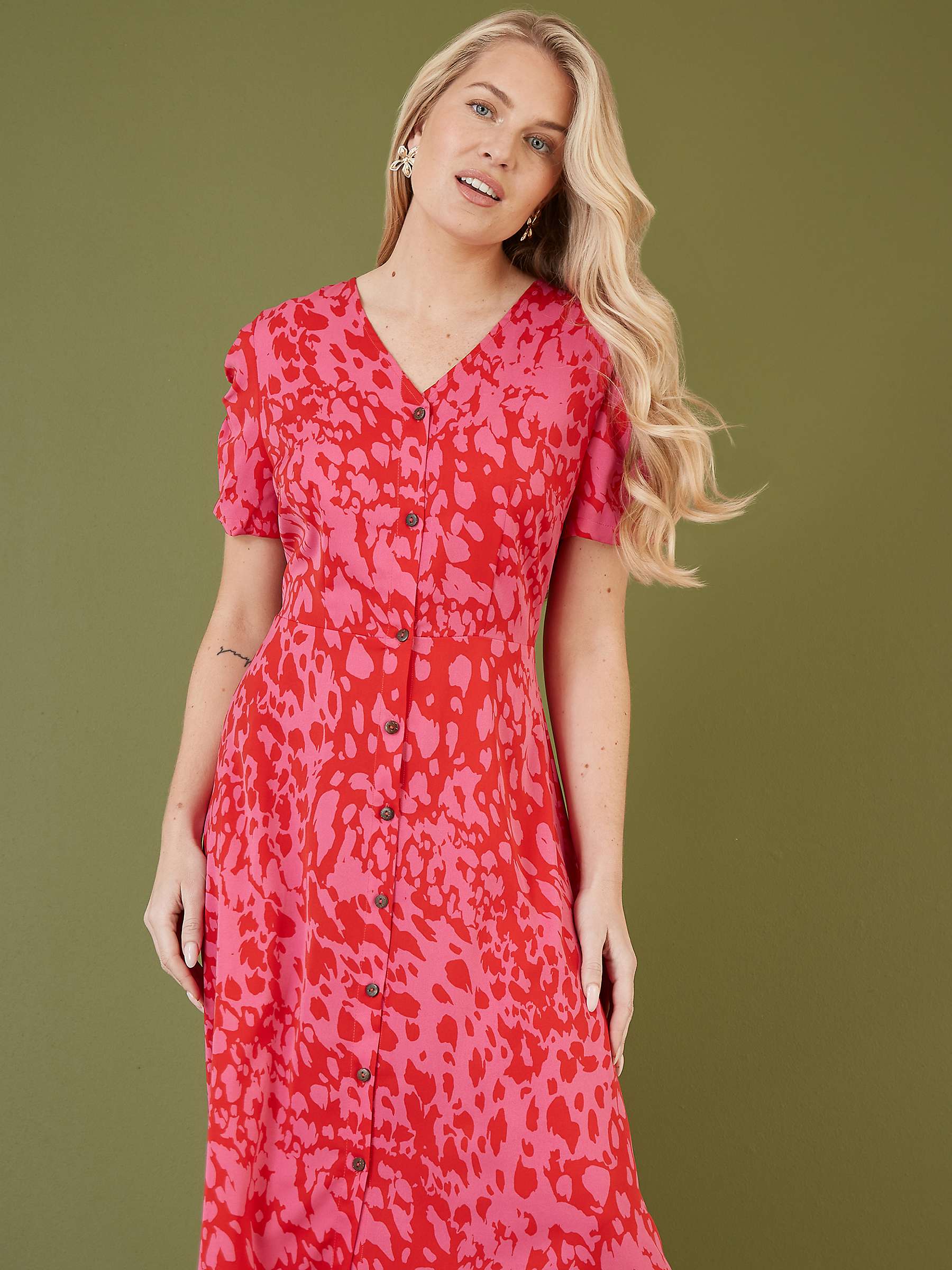 Buy Mela London Animal Print Midi Shirt Dress, Red/Pink Online at johnlewis.com