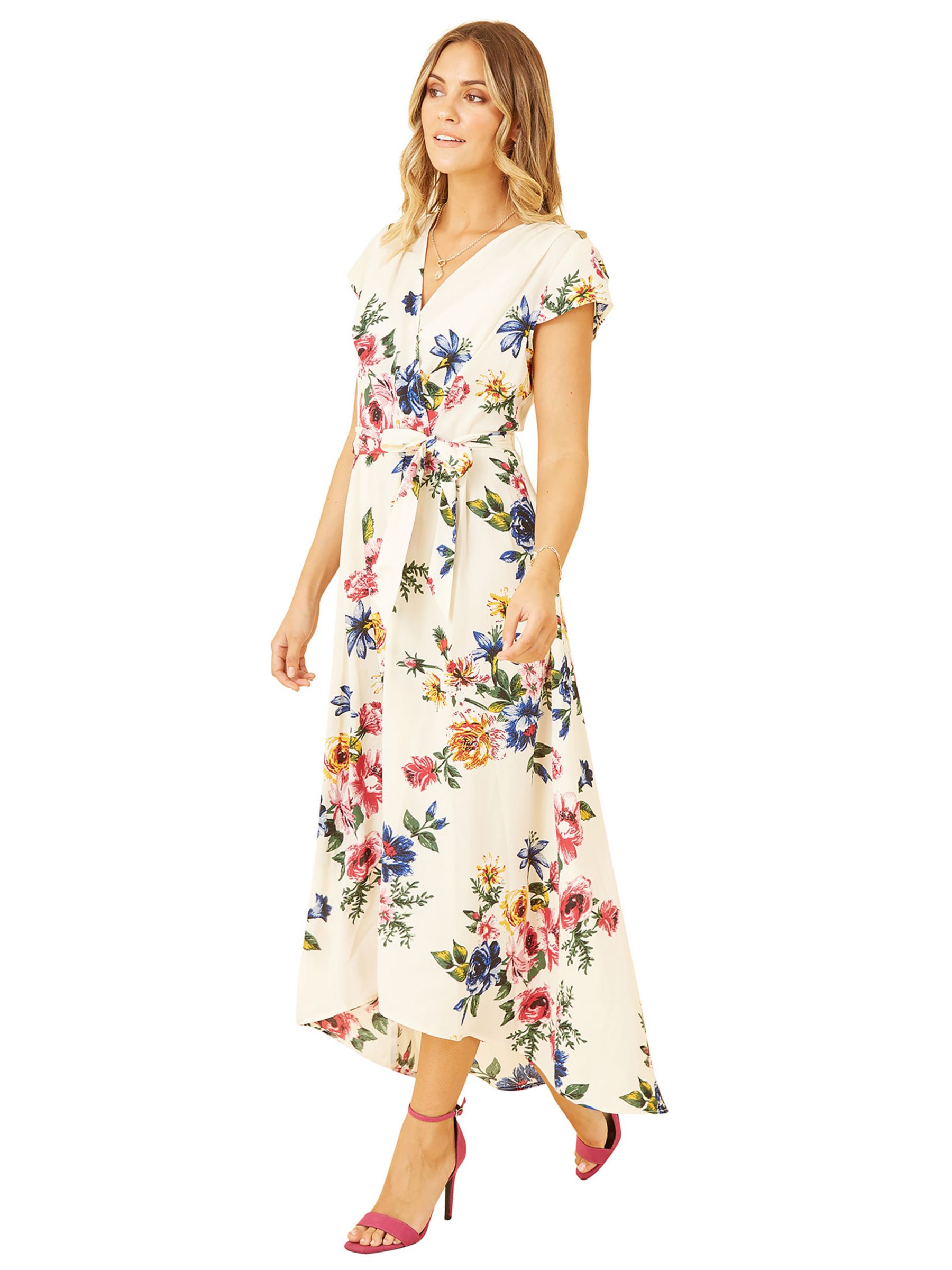 Buy Mela London Floral Wrap Dip Hem Dress, Ivory Online at johnlewis.com