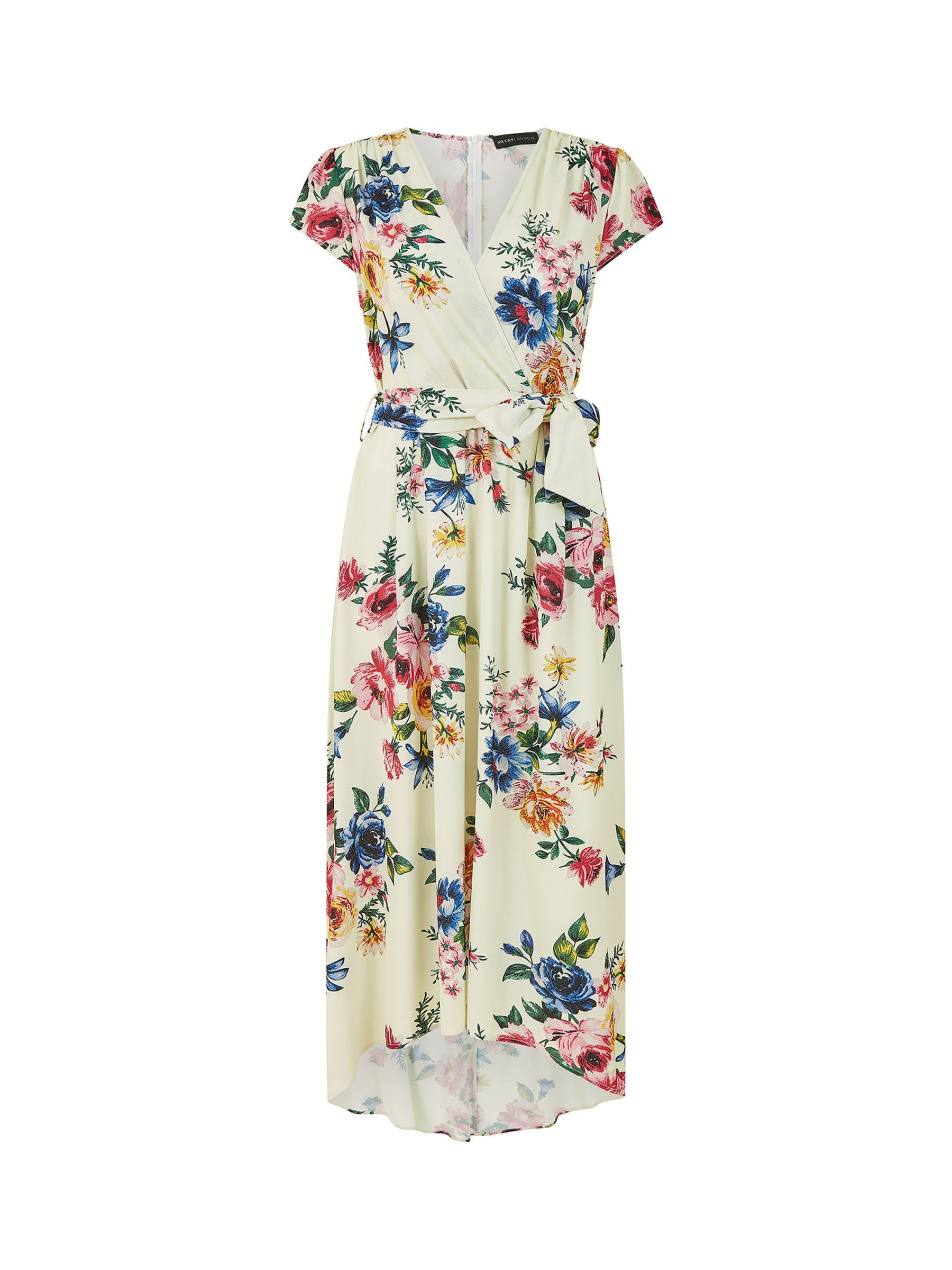 Buy Mela London Floral Wrap Dip Hem Dress, Ivory Online at johnlewis.com