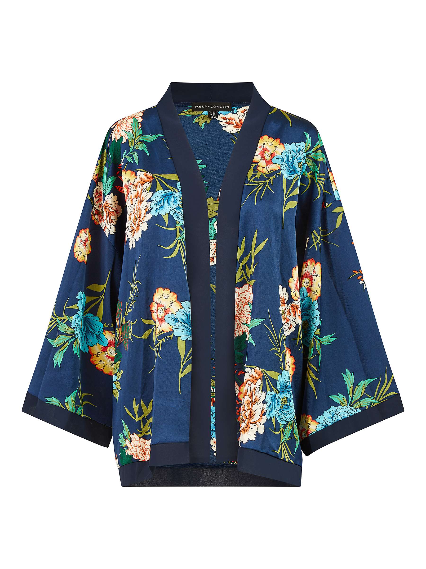 Buy Mela London Floral Satin Kimono, Navy Online at johnlewis.com