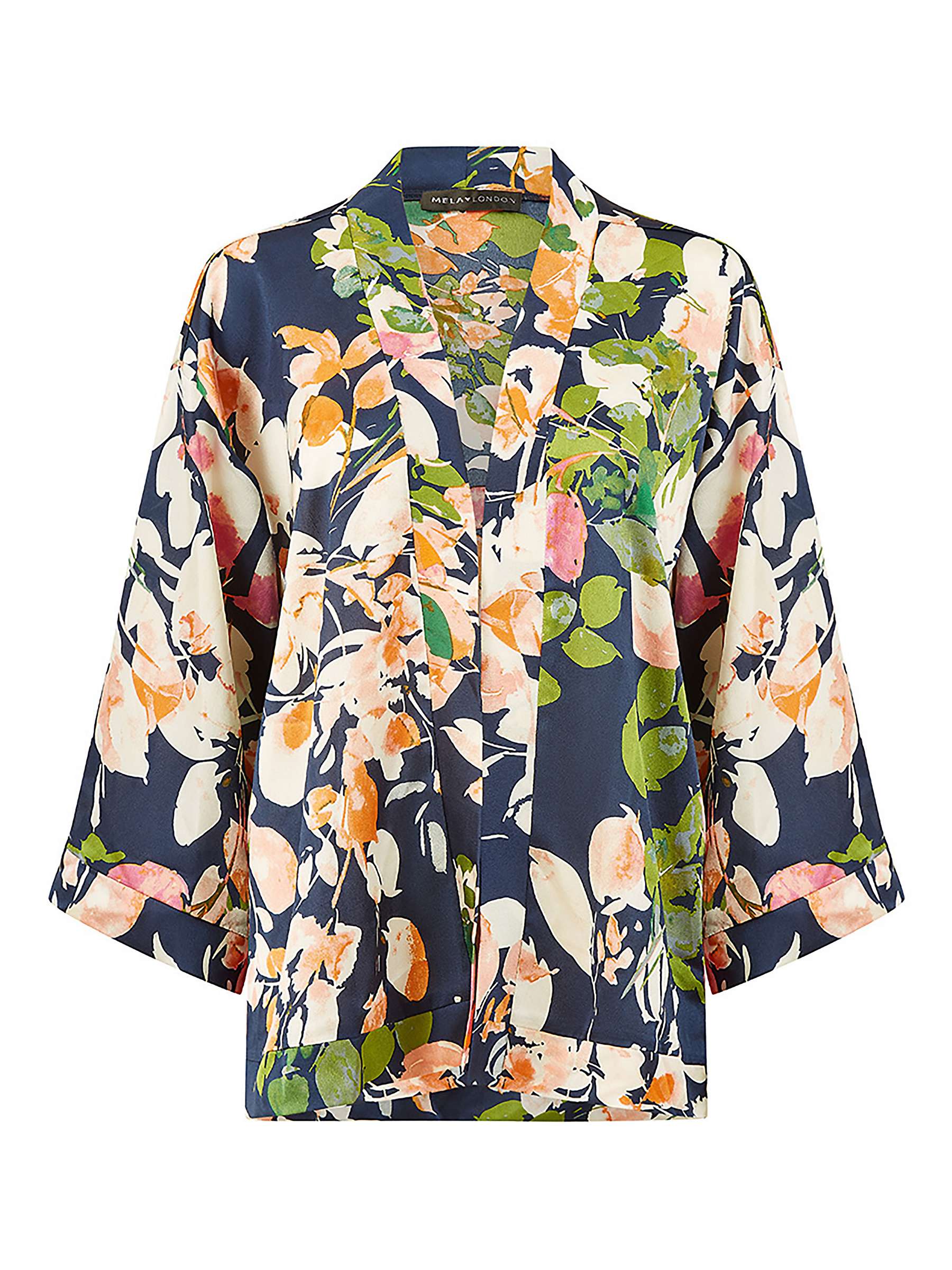 Buy Yumi London Curve Mela Blossom Print Satin Kimono, Multi Online at johnlewis.com