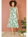 Mela London Midi Floral Dress, Green