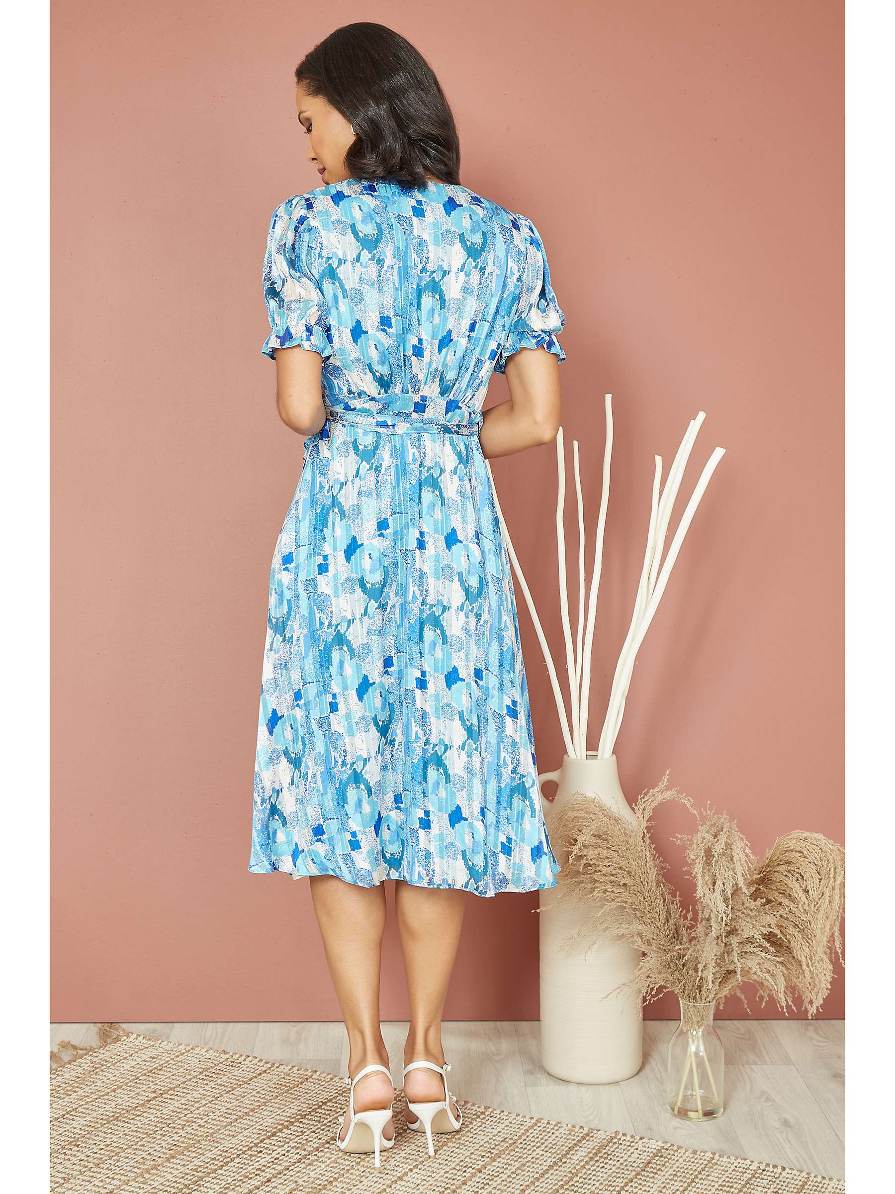 Buy Mela London Abstract Print Tea Dress, Blue Online at johnlewis.com