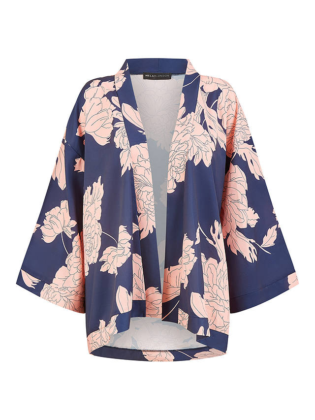 Mela London Blossom Print Kimono, Navy