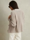 Reiss Ariana Cotton Linen Blend Chunky Rib Knit Cardigan