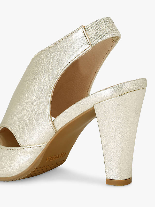 Carvela Arabella Comfort Cone Heel Open Toe Leather Court Shoes, Gold