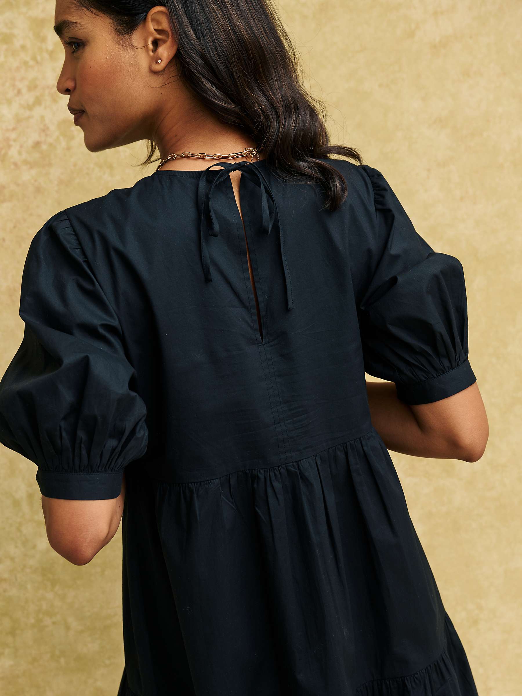 Buy Nobody's Child Rochelle Organic Cotton Midi Dress, Black Online at johnlewis.com