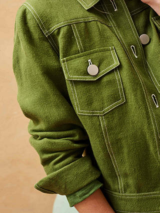 Brora Linen Utility Jacket, Moss Green